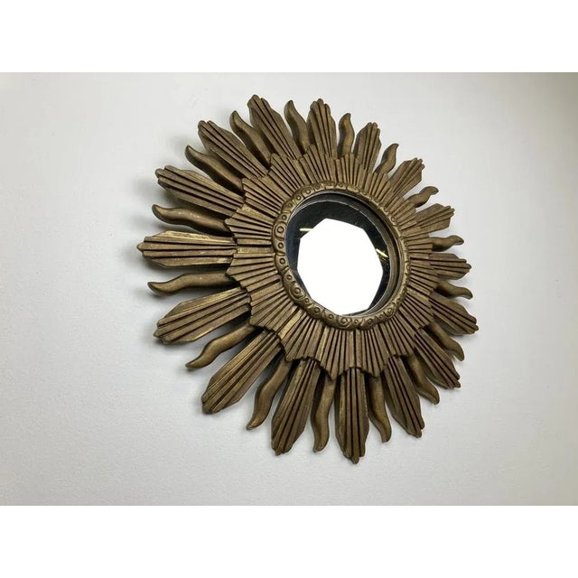 1960s Vintage Golden Sunburst Mirror, 1960s For Sale - Image 5 of 11