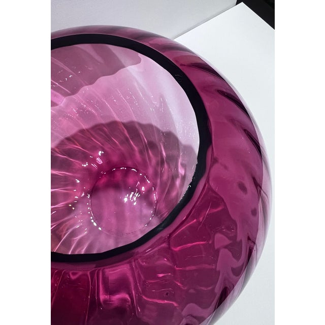 1980s 1980s Large Hand-Blown Art Glass Centerpiece, Amethyst/Pink Tone, Murano Style. For Sale - Image 5 of 5