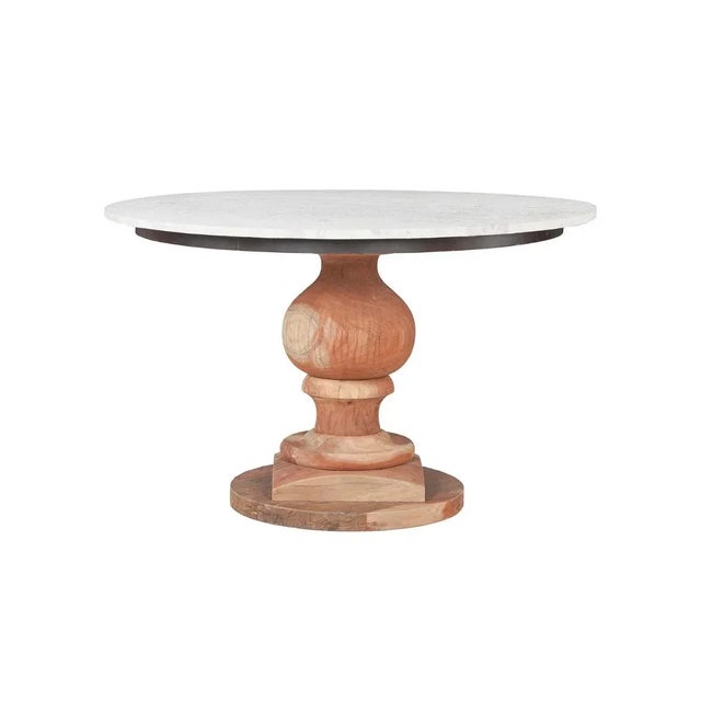 Not Yet Made - Made To Order Matthew Izzo Home Mango Wood and Marble Top Round Dining Table For Sale - Image 5 of 5