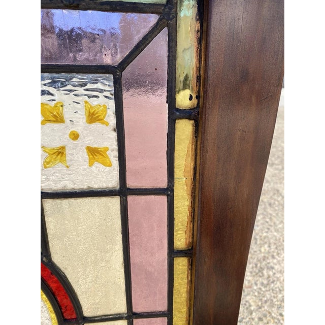 Antique French Art Nouveau Stained Leaded Glass Windows With Birds - A Pair For Sale - Image 11 of 12