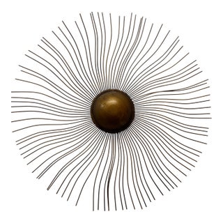 Ntage 40” Brass-Finish Starburst Sunburst Wall Sculpture For Sale
