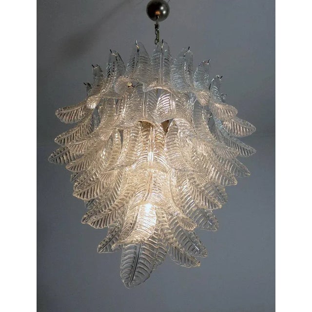 Glass Italian Chandelier with Leaves from Barovier & Toso For Sale - Image 7 of 11