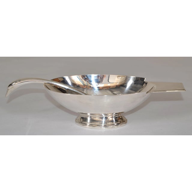 Christofle 1935s Christofle France Gallia Silver Plate Sauceboat & Swan Ladle Art Deco For Sale - Image 4 of 12
