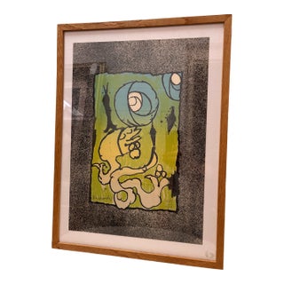 Pierre Alechinsky 1969 Pencil Signed Lithograph Framed Rare Art For Sale