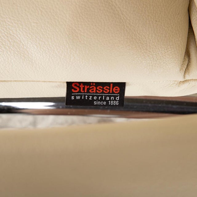 Cream Leather Armchair with Electric Function from Strässle For Sale - Image 12 of 17