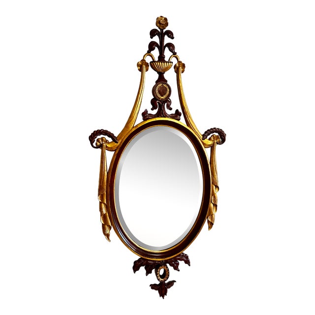 1990s Maitland-Smith Gilt Hand-Carved Mahogany Mirror For Sale