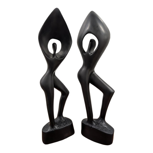 1980s Hand Carved African Angel of Peace Carvings - Set of 2 For Sale
