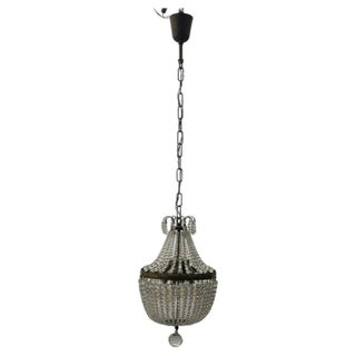 Small Crystal Beaded Pendant Light, 1940s For Sale