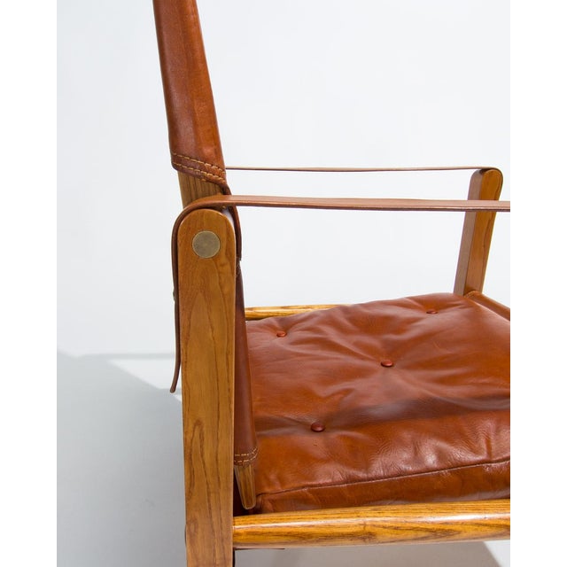Brown Safari Chair in Oak and Leather by Kaare Klint and for Rud Rasmussen, 1950s For Sale - Image 8 of 10
