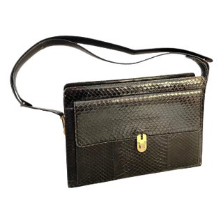 A High Quality 1950s Vintage Brown Leather Italian Evening Bag by Salvati For Sale