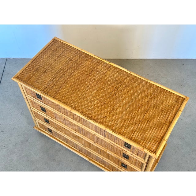 1970s Wicker and Bamboo Chest of Drawers by Dal Vera, 1970s For Sale - Image 5 of 10
