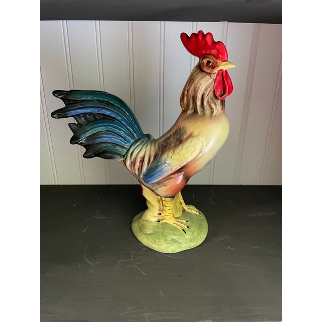 Farmhouse Vintage Japanese Ceramic Rooster” For Sale - Image 3 of 5