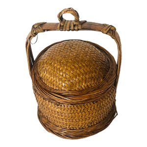 Antique Chinese or Japanese Rattan Woven Tea Caddy