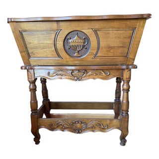 French Provincial Walnut-Veneer Dough Bin (Pétrin) Console, Early-Mid 20th C. Louis XIII Style For Sale