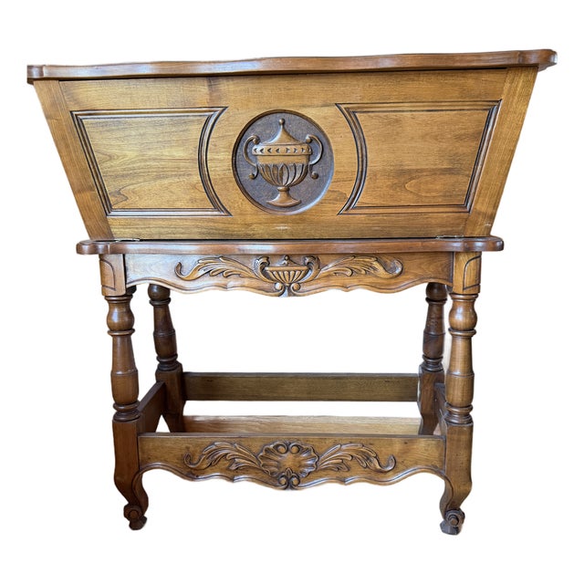 French Provincial Walnut-Veneer Dough Bin (Pétrin) Console, Early-Mid 20th C. Louis XIII Style For Sale
