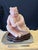 Impressive large-scale vintage Chinese hand-carved rose quartz figural sculpture depicting a smiling boy holding an...