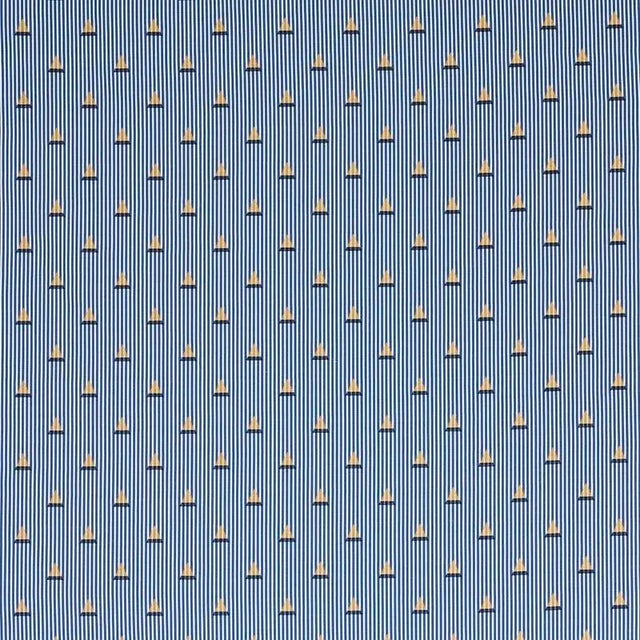 A classic taffeta ticking stripe gains a graphic edge with the addition of a woven triangle motif in a subtle metallic...