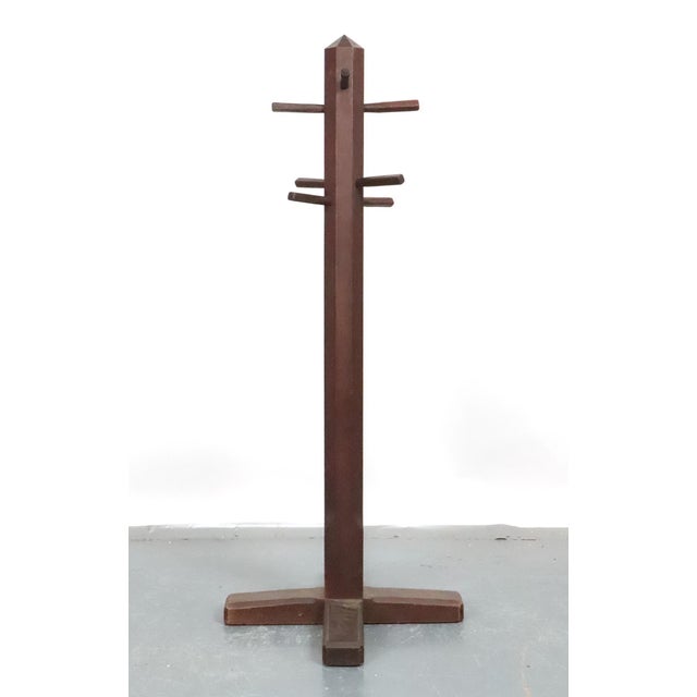 Rustic Mid 20th Century Rustic Solid Walnut Coat Tree Rack For Sale - Image 3 of 8