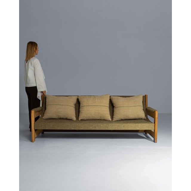 1960s Danish Mid-Century Oak Frame Sling Sofa With Upholstered Cushions For Sale - Image 17 of 18