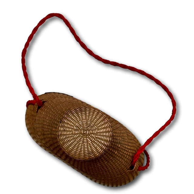 Excellent Antique Hand Woven Basket Weave on Blown Glass Bottle Flask With Cork Stopper Top - Circa Late 1800s For Sale - Image 10 of 18