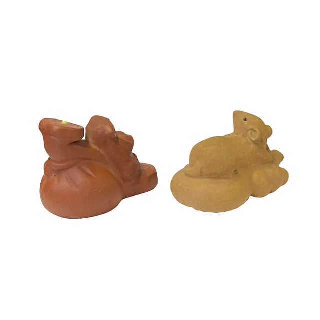 Figurative Set of 2 Small Ceramic Animal Figure Display Art For Sale - Image 3 of 6