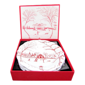 Juliska Country Estate Ruby Party Plates 4 Landscapes With Box