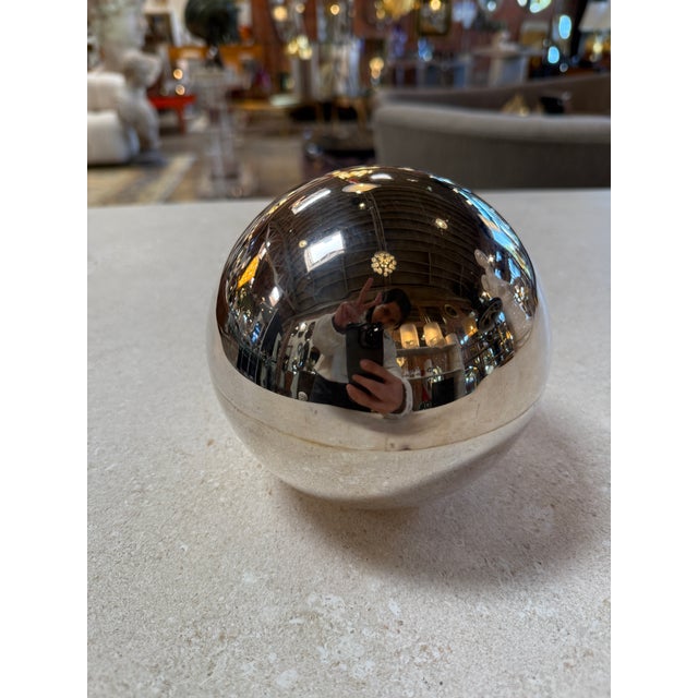 Vintage Chrome Orb Candle Holder With Snuffer Lid For Sale - Image 4 of 7