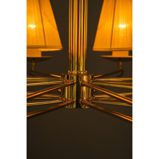 Gold Chandelier with Fabric Shades by Rupert Nikoll, Vienna, 1960s For Sale - Image 8 of 13