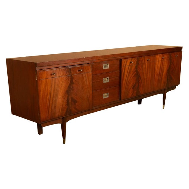 Mid-Century Modern Mid Century Modern Danish Style Teak Mahogany Long Credenza Fully Restored 1966 For Sale - Image 3 of 18