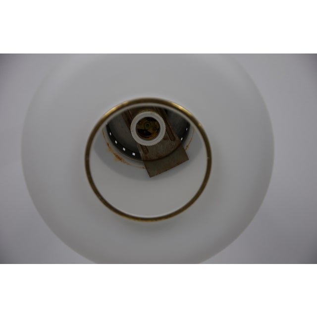 Brass Mid-Century Opal Glass Ceiling Lamp by Stilnovo, Italy, 1960s For Sale - Image 8 of 8