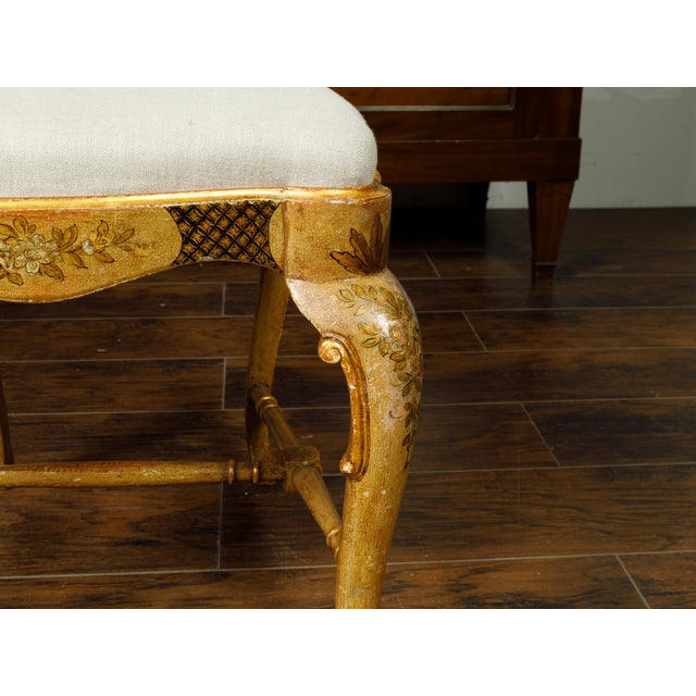 An English Queen Anne style side chair from the early 20th century, with painted bird and flower motifs. Created in...