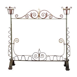 20th Century Traditional Wrought Iron Fire Place Screen For Sale