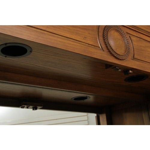 1980s Baker Oak French Country Armoire Bar Cabinet For Sale - Image 5 of 11