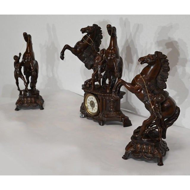 Horses Fireplace Set in the style of G. Coustou, Set of 3 For Sale - Image 3 of 18