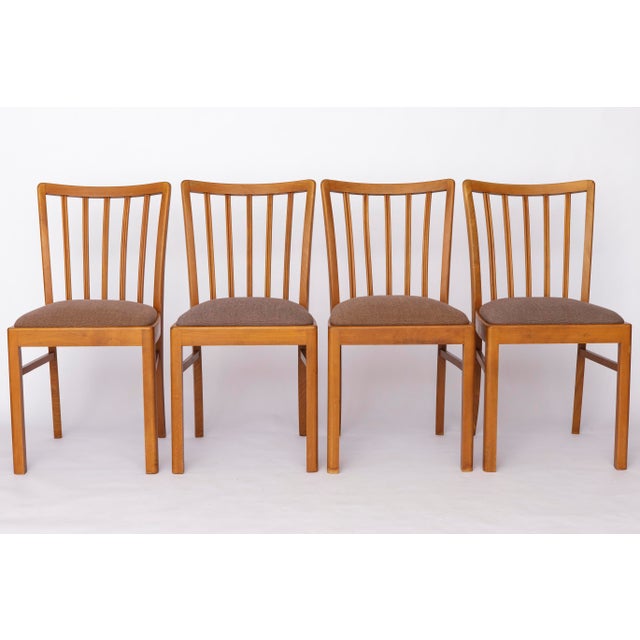 Vintage Chair from the 1950s–1960s Manufacturer: Stöss, Germany Sturdy solid beech wood frames. Newly reupholstered with...