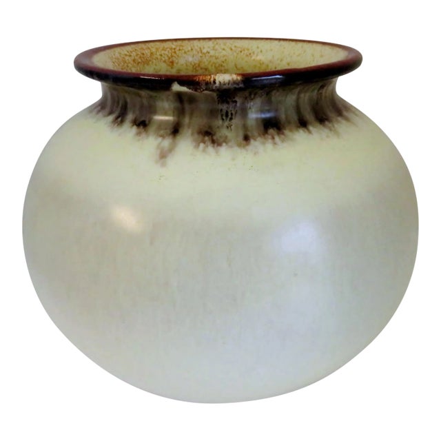 1950s Carstens Cream Ceramic Vase For Sale