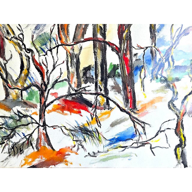 1970s Vintage Framed Abstract Expressionist Gouache Mixed Media Painting, "California Summer", by Judith Pacht, Signed For Sale - Image 5 of 13