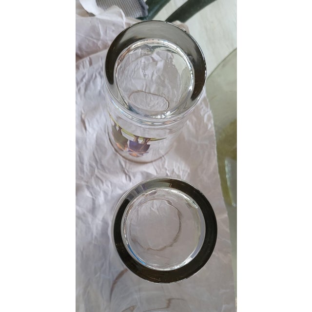Vintage Set of 4 B. Brian Atwater 1920s Ladies Golf Motif Highball Barware Glasses Gold Trim For Sale - Image 10 of 12