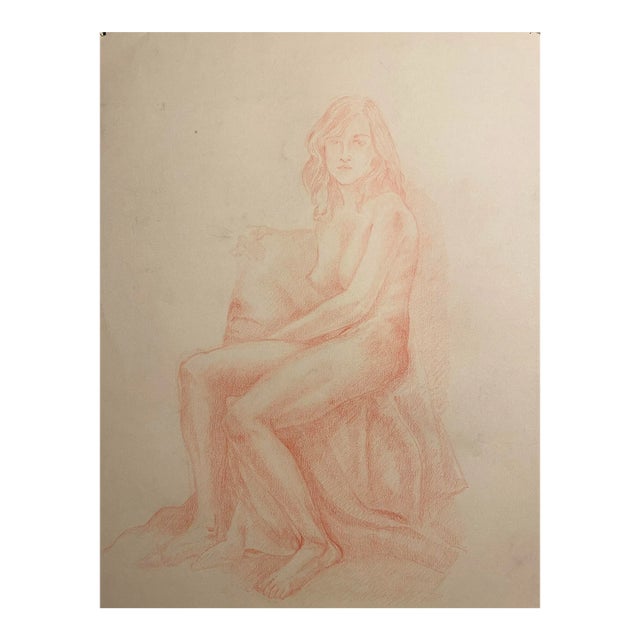 1990s Ron Yrabedra Female Figure Nude Drawing For Sale