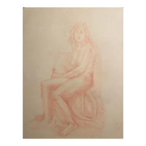 1990s Ron Yrabedra Female Figure Nude Drawing