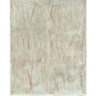 Green-Grey Large Abstract Painting Grey and Terracotta | Modern Wall Unstretched (Rolled in Tube) | Neutral Textured Artwork for Decor For Sale
