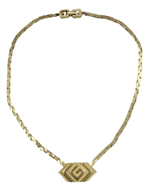 Vintage Givenchy Modernist Gold-Tone Snake Chain Choker Necklace With Double-G Clasp
