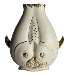 Vintage Ceramic Fish-Shaped Vase, Italy, 1950s For Sale
