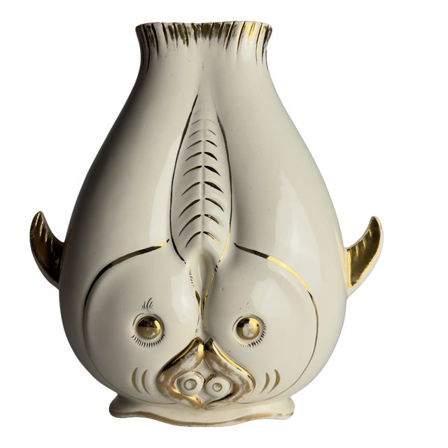 Vintage Ceramic Fish-Shaped Vase, Italy, 1950s For Sale