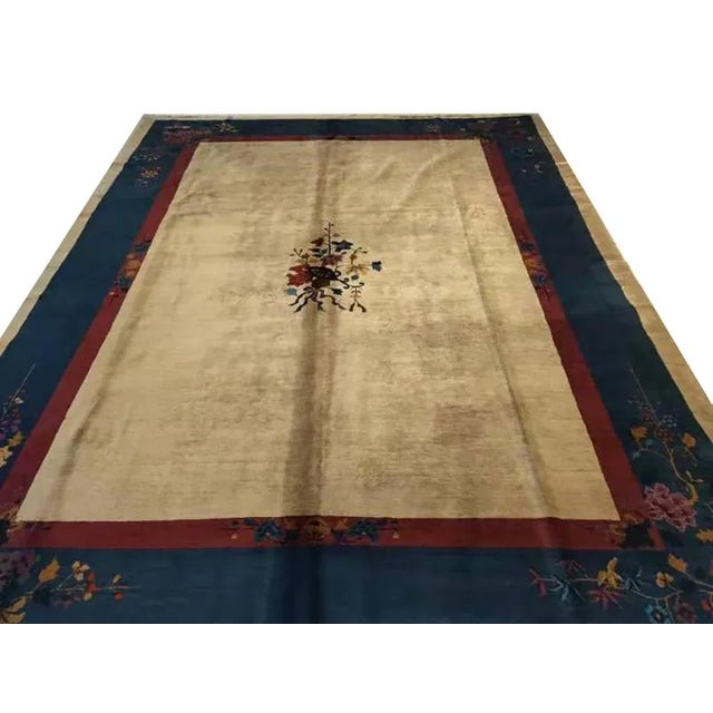 1920s Chinese Art Deco Carpet ( 9'' x 11'8'' - 275 x 355 ) 1920s Chinese Wool Antique Rectangle Knotted Ivory Room Size –...