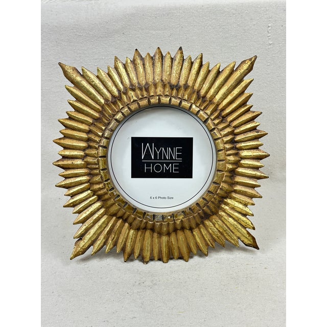 Hollywood Regency Wynne Home Hollywood Regency Style Gold Gilded Sunburst Picture Frame - 6x6 For Sale - Image 3 of 6