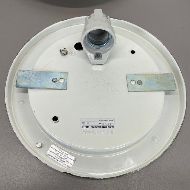 Metal and Glass Wall or Ceiling Lights attributed to Glashütte Limburg, Germany, 1980, Set of 2 For Sale - Image 10 of 17