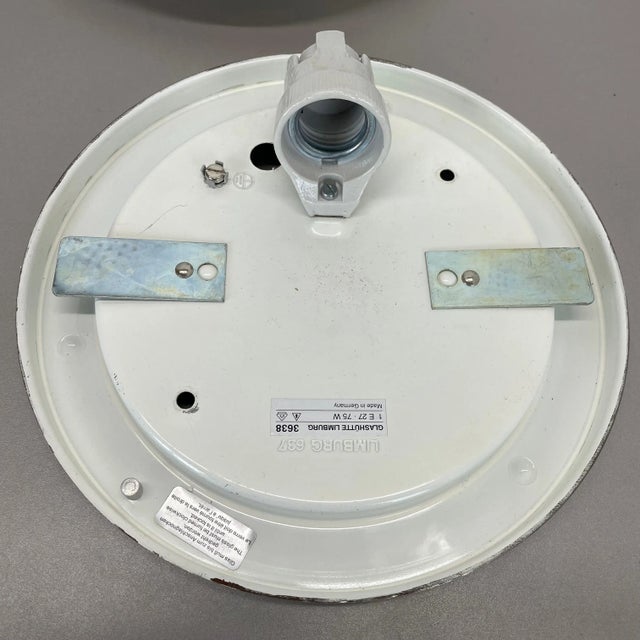 Metal and Glass Wall or Ceiling Lights from Glashütte Limburg, Germany, 1980, Set of 2 For Sale - Image 10 of 17