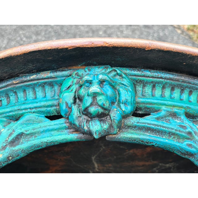 English Late 19th C. Cast Iron Gueridon Table With Union Jack, Lion & Faux-Finish Paint Detailing For Sale - Image 3 of 15