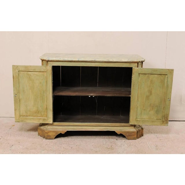 Green Vintage Italian Style Two-Door Painted Wood Buffet For Sale - Image 8 of 10